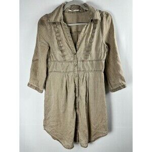 Part Two Linen Shirt Dress Tunic EU 32/US XS Taupe Boho Cottagecore Western